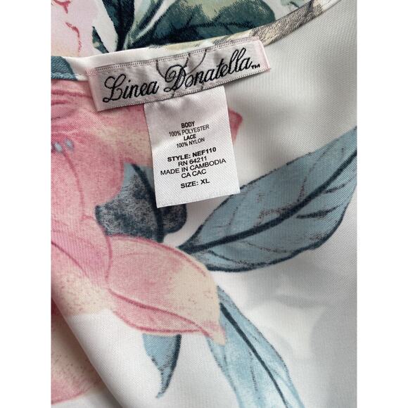 Linea Donatella Noralee Lace-Trim Chemise Nightgown IVORY MULTI - Picture 7 of 8